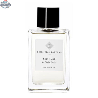 Elegant bottle of Essential Parfums The Musc EDP perfume in 100ml with minimalist design and soft, neutral tones.