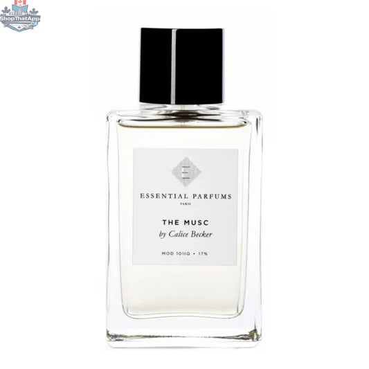 Elegant bottle of Essential Parfums The Musc EDP perfume in 100ml with minimalist design and soft, neutral tones.