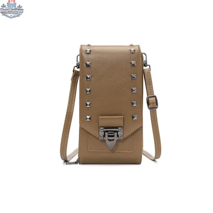 Rivet Design Shoulder Bags Mobile Phone Handbag Solid Color Crossbody Bags Women - Shopthatapp.ca