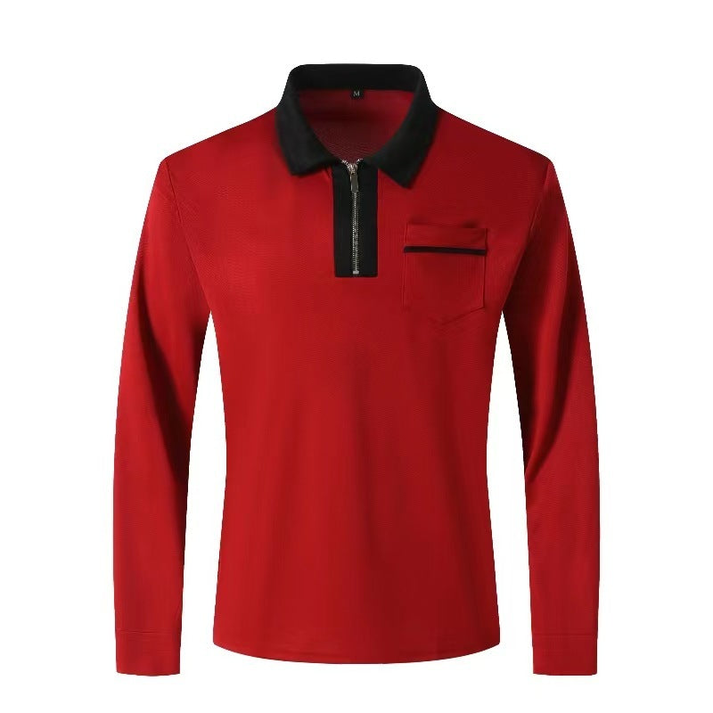 2024 Autumn Men's Zipper Polo Shirts - Trendy Long Sleeve Fashion - Shopthatapp.ca