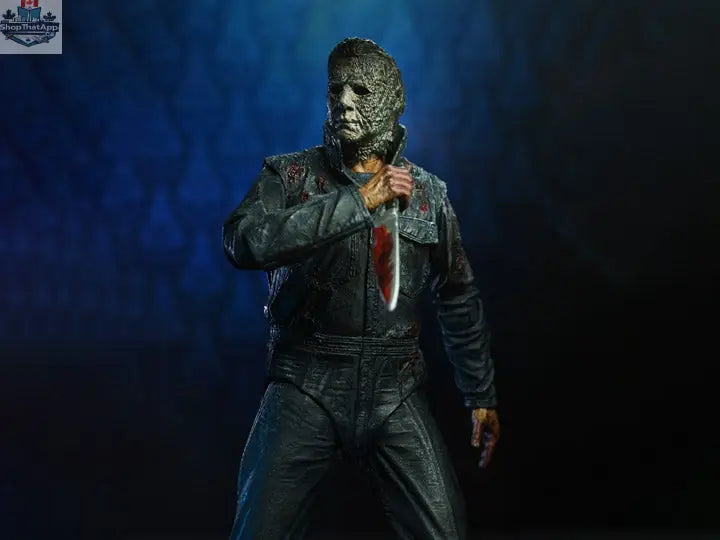 Toy Snowman Halloween Ends Michael Myers collectible action figure with detailed costume and mask, perfect for horror fans.