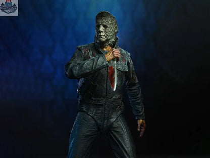 Toy Snowman Halloween Ends Michael Myers collectible action figure with detailed costume and mask, perfect for horror fans.