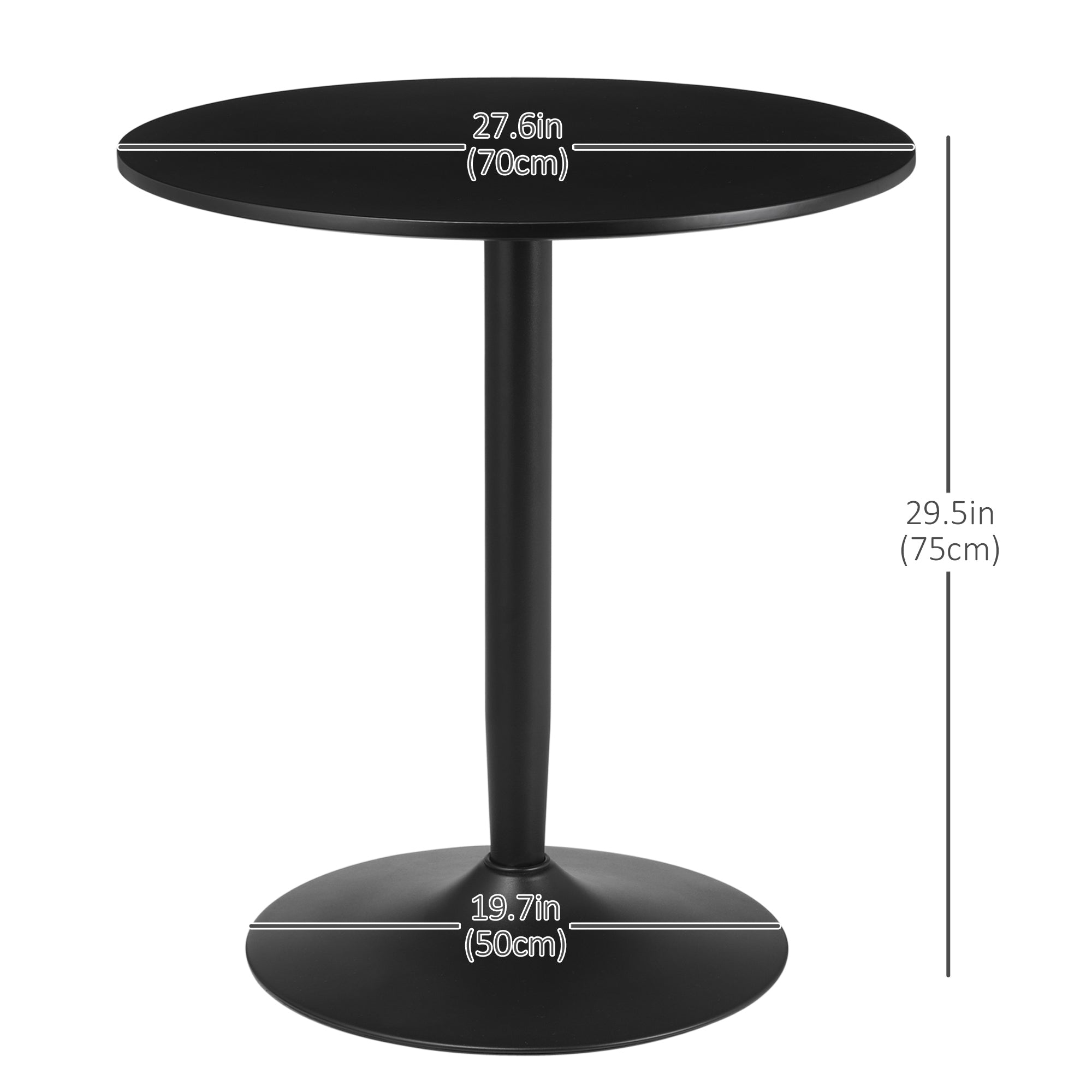 Jan Modern Round Dining Table with Steel Base for Small Spaces-Black - Shopthatapp.ca