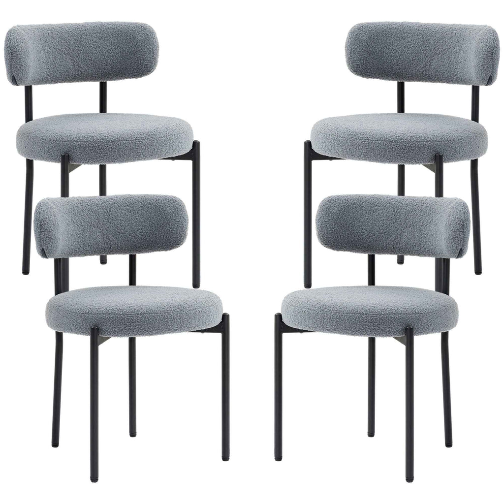 Cruz Modern Dining Chairs with Berber-Fleece Back-Set of 4-Grey
