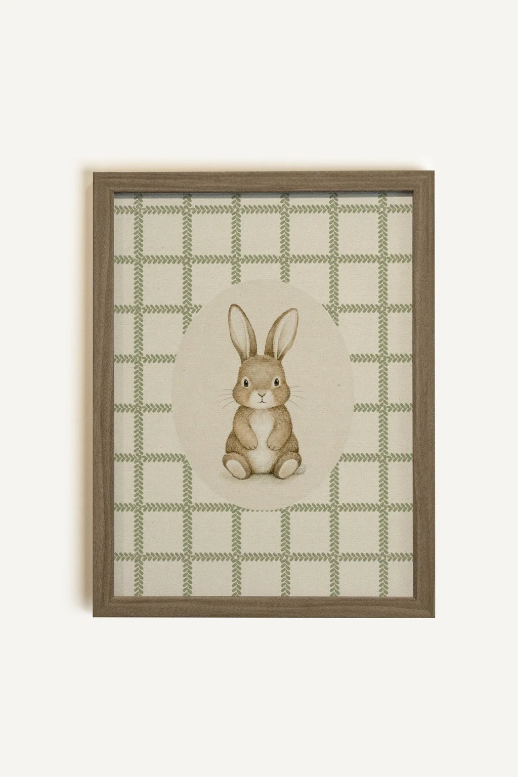 COUNTRY BUNNY, Oeuvre sur toile rigide, encadré brun chêne (collective)