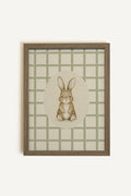COUNTRY BUNNY, Oeuvre sur toile rigide, encadré brun chêne (collective)