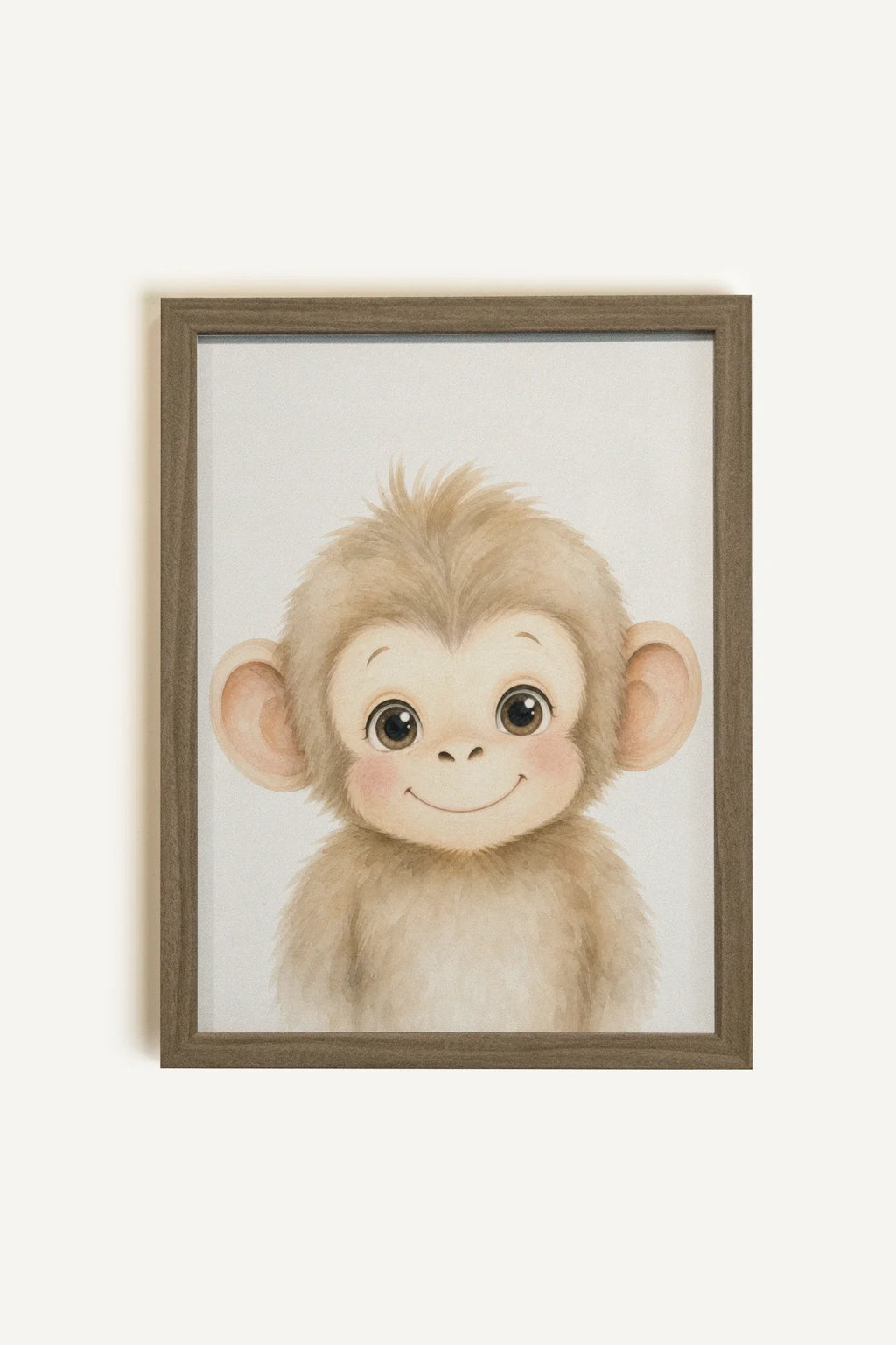 PETIT SINGE, Oeuvre sur toile rigide, encadré brun chêne (collective)