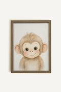 PETIT SINGE, Oeuvre sur toile rigide, encadré brun chêne (collective)