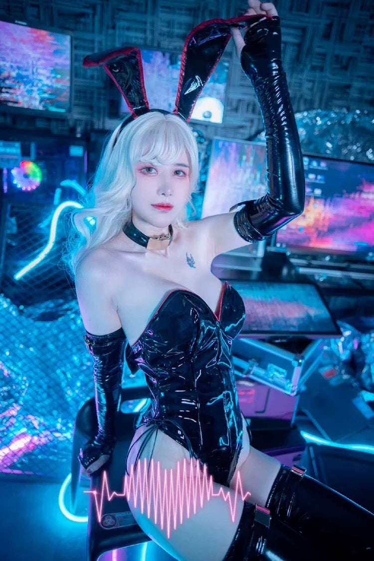 PU Leather Bound Bunny Strapless Bunny Girl Cosplay Costume Sexy Open Crotch Lingerie - Shopthatapp.ca