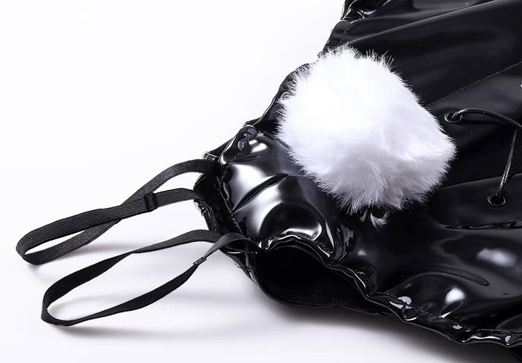 PU Leather Bound Bunny Strapless Bunny Girl Cosplay Costume Sexy Open Crotch Lingerie - Shopthatapp.ca