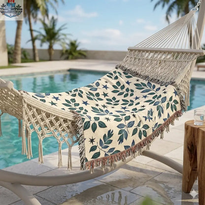 Botanical Star Woven Blanket — Reversible Leaf & Star Pattern Throw - Shopthatapp.ca