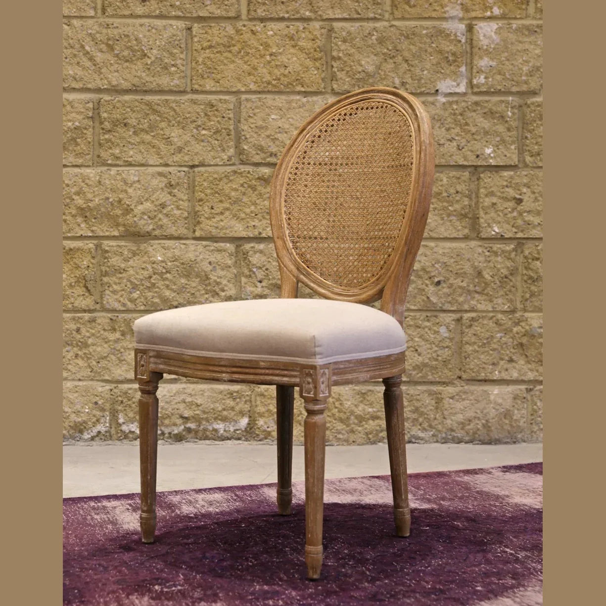 Napoleon Dining Chair w/ Cane Back- Antique Linen - Www.Shopthatapp.ca