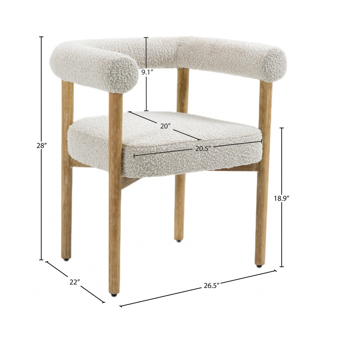 Svea Boucle Dining Chair - Cream - Www.Shopthatapp.ca