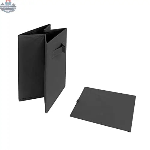 Six foldable storage bins from Like2b-uy, shown in black, neatly arranged for organizing household or office essentials.