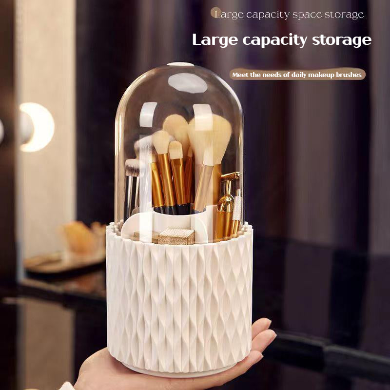 360 Rotating Makeup Brush Organizer with Large Capacity and Transparent Design - Shopthatapp.ca