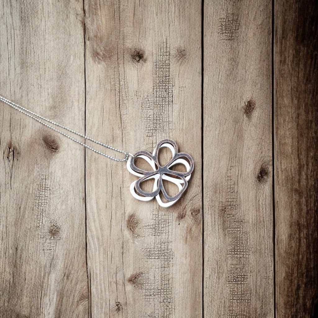 Flower Pendant Necklace with Travel Jewellery Case