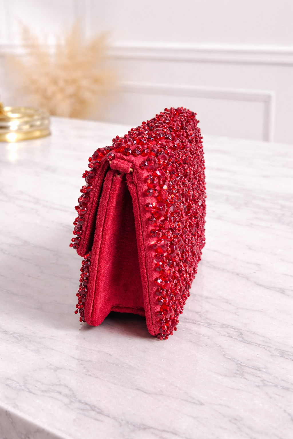 Elevate Your Style with the Ruby Royale Crystal Evening Bag
