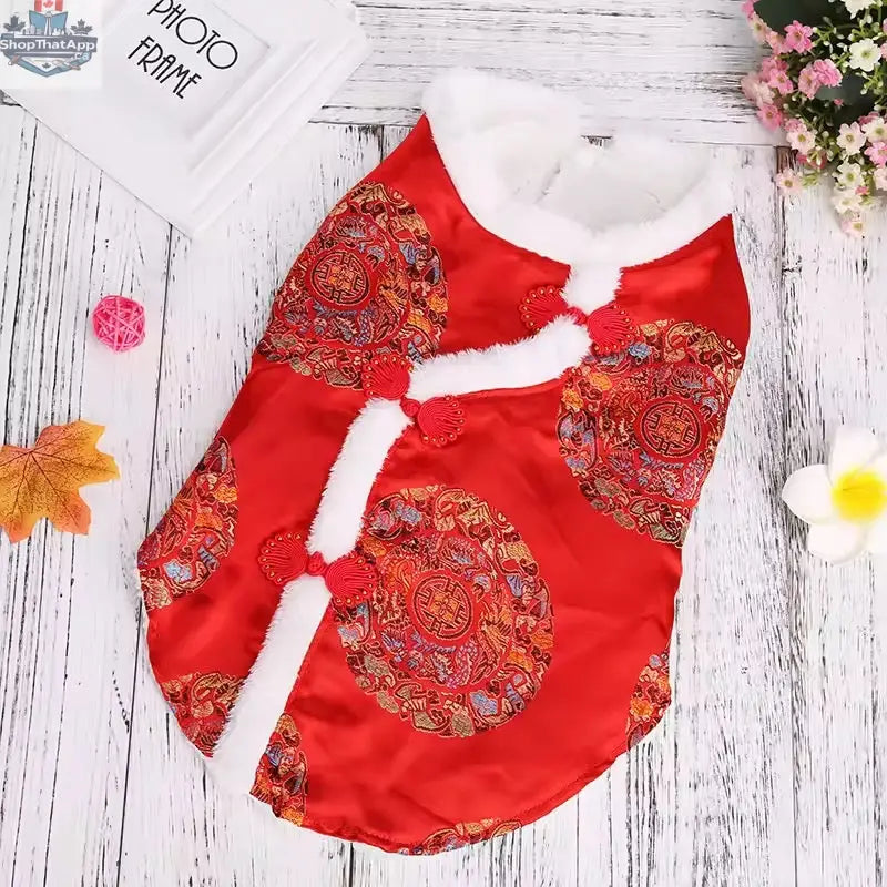 Lunar New Year Dog Vest for Prosperity - Brocade Design - Shopthatapp.ca