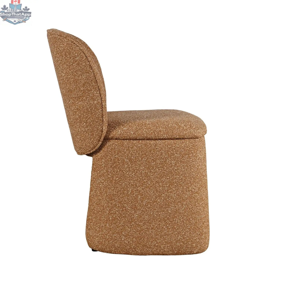 Hygge Design House Soma dining chair with brown upholstery and wooden legs, stylish and comfortable for modern dining spaces.