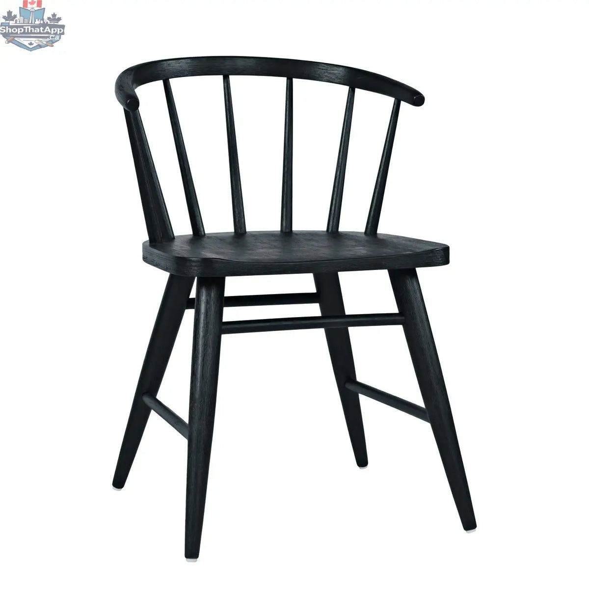 Black Fitz Dining Chair by Hygge Design House with sleek modern design and wooden legs.