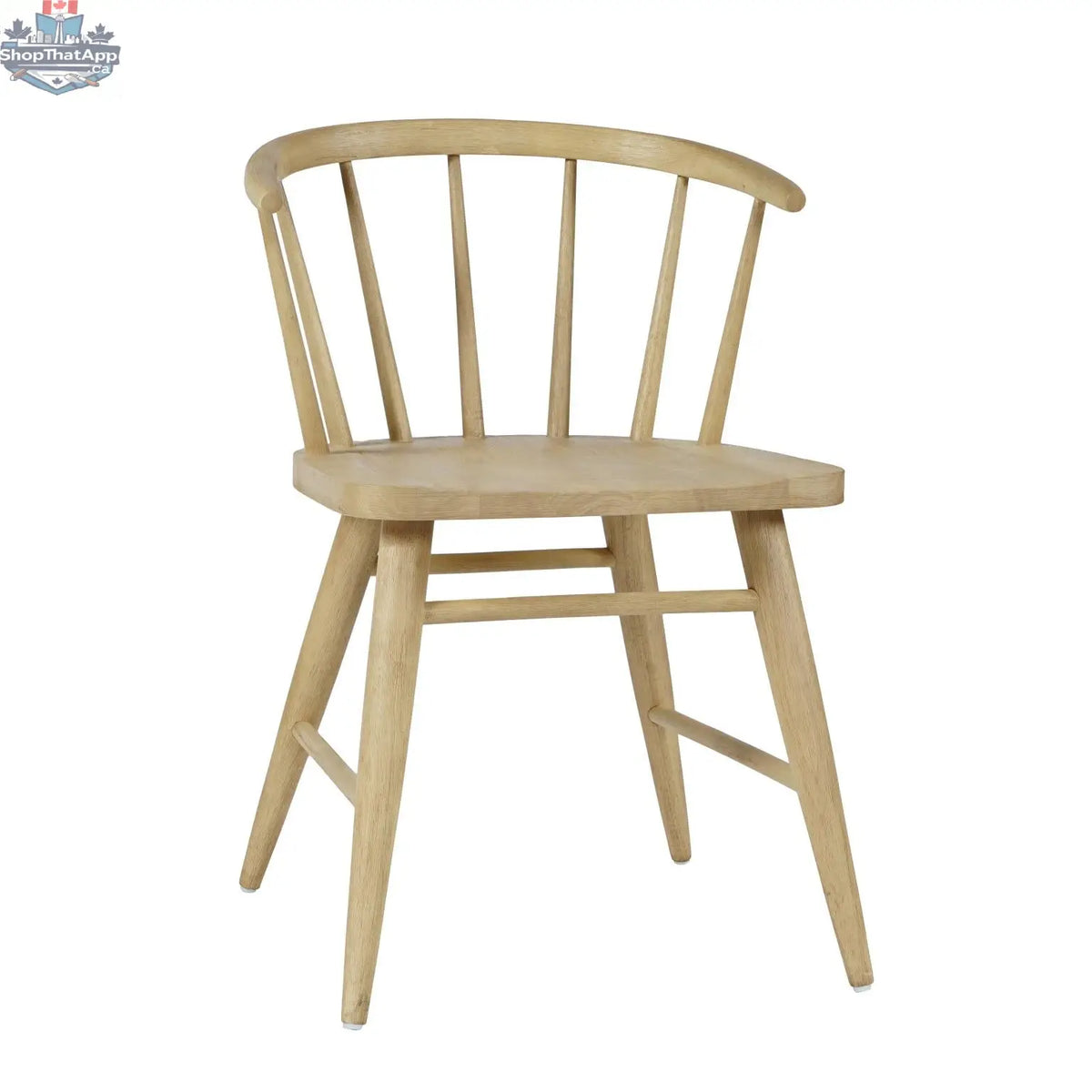 Hygge Design House Fitz dining chair with wooden legs and upholstered fabric seat, shown from a front angle.