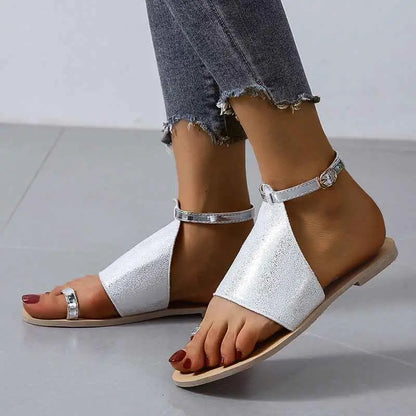 AURABAGS SHOP mid buckle beach shoes with adjustable straps and open toe design, ideal for beach or casual summer wear.