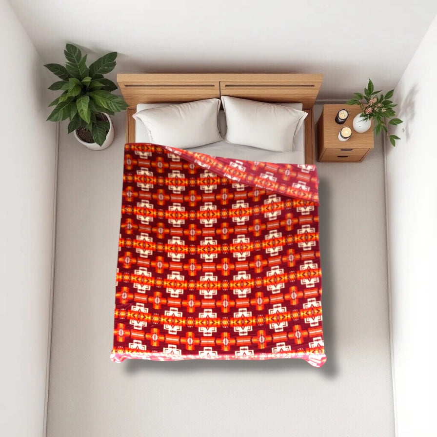 Red Southwestern Style Lightweight Queen Blanket – Cozy & Soft