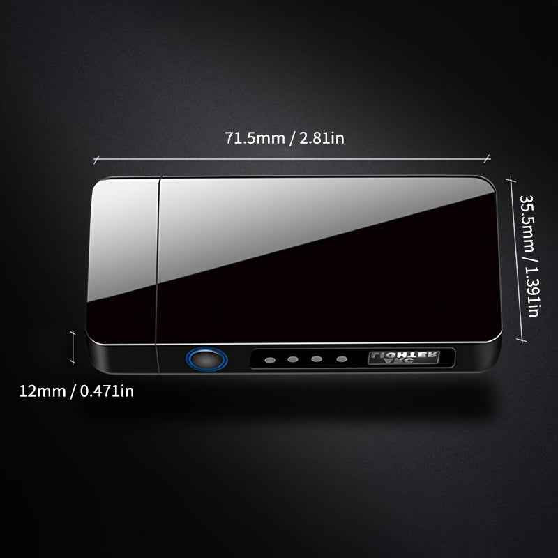 1pc Hot Electric Windproof Metal Lighter, Double Arc Flameless Plasma Rechargeable USB Lighter, LED Power Display Touch Sensor Lighter Christmas Gift