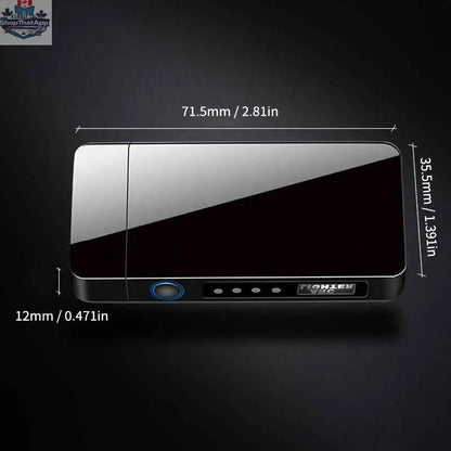777tech plasma rechargeable lighter with metal body, double arc flameless design, LED display, touch sensor, windproof and USB rechargeable.