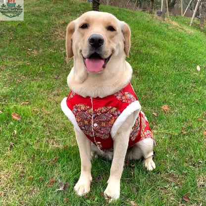 Lunar New Year Dog Vest for Prosperity - Brocade Design - Shopthatapp.ca