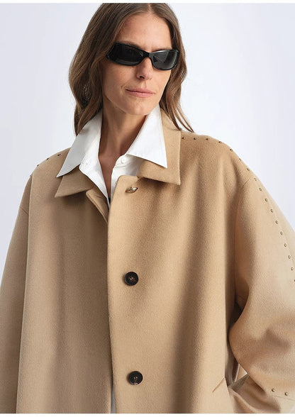 Dream of Champs Elysees Wool Coat - Essential Riveted Lapel for Women in Autumn and Winter - Shopthatapp.ca