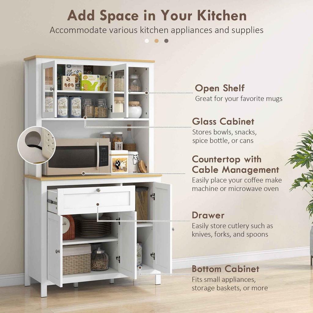 Brooks 71" 5-Door Kitchen/Storage Cabinet with Adjustable Shelves-White