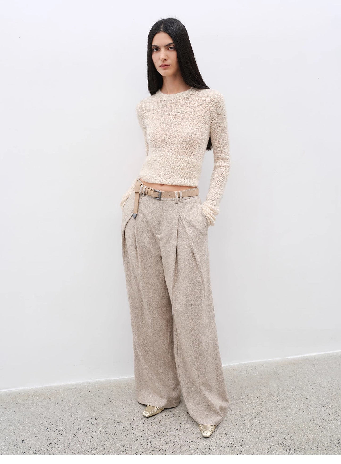 City Stroll Wool-Blend Wide-Leg Trousers for a Relaxed Autumn Look - Shopthatapp.ca