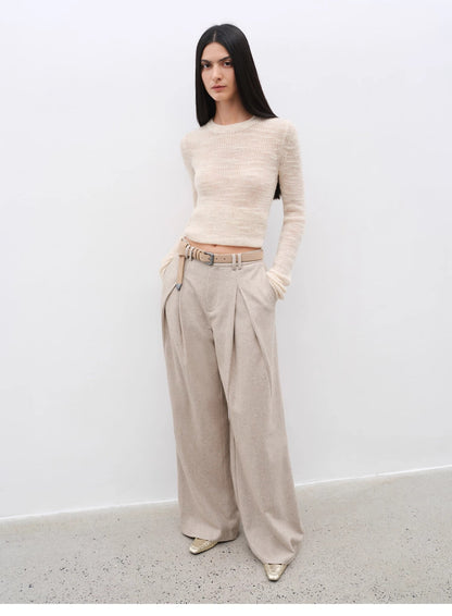 City Stroll Wool-Blend Wide-Leg Trousers for a Relaxed Autumn Look - Shopthatapp.ca