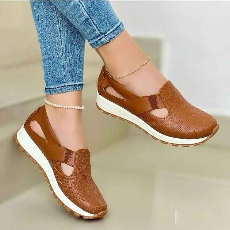 Plus-size Womens Shoes Korean-style Chunky-soled Versatile Slip-on Casual Flats
