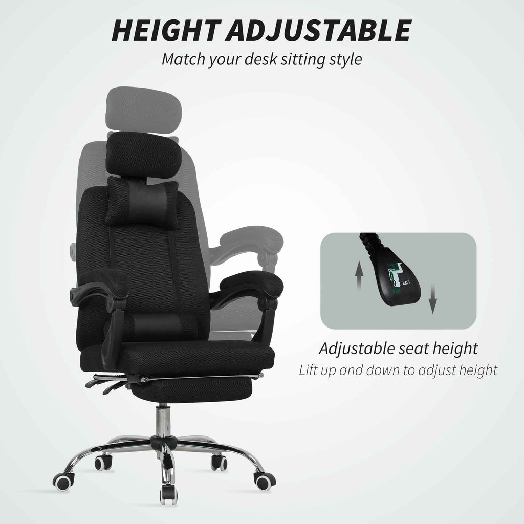 Brady Ergonomic Executive High Back Office Chair with Footrest and Lumbar Support-Black