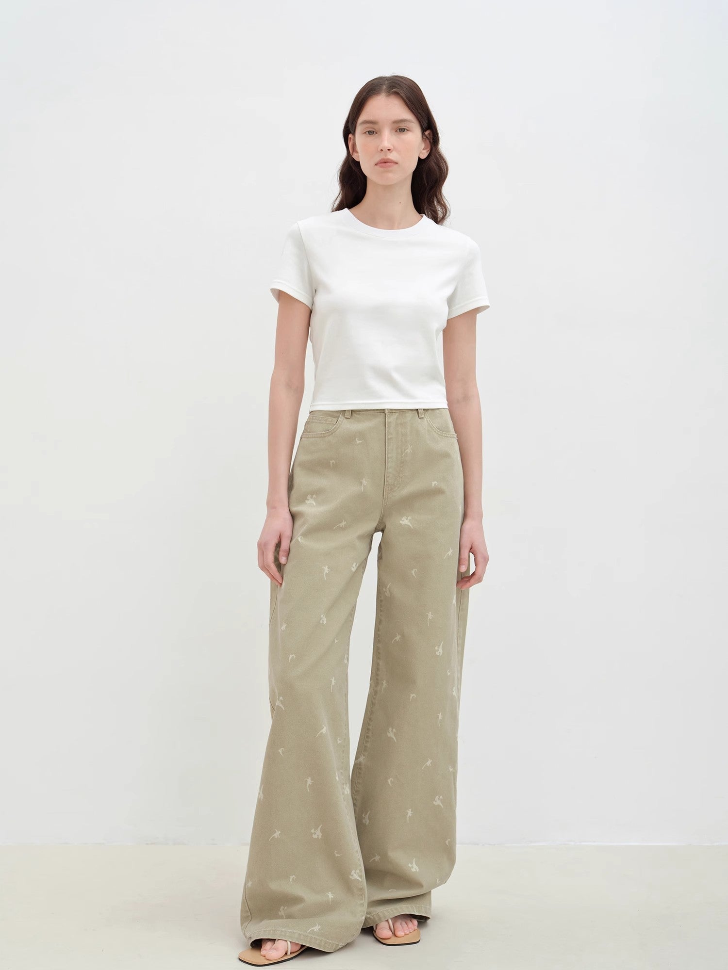 Carol Pie Calla Lily Print Wide-Leg Jeans for Women - Loose High-Waisted Design - Shopthatapp.ca
