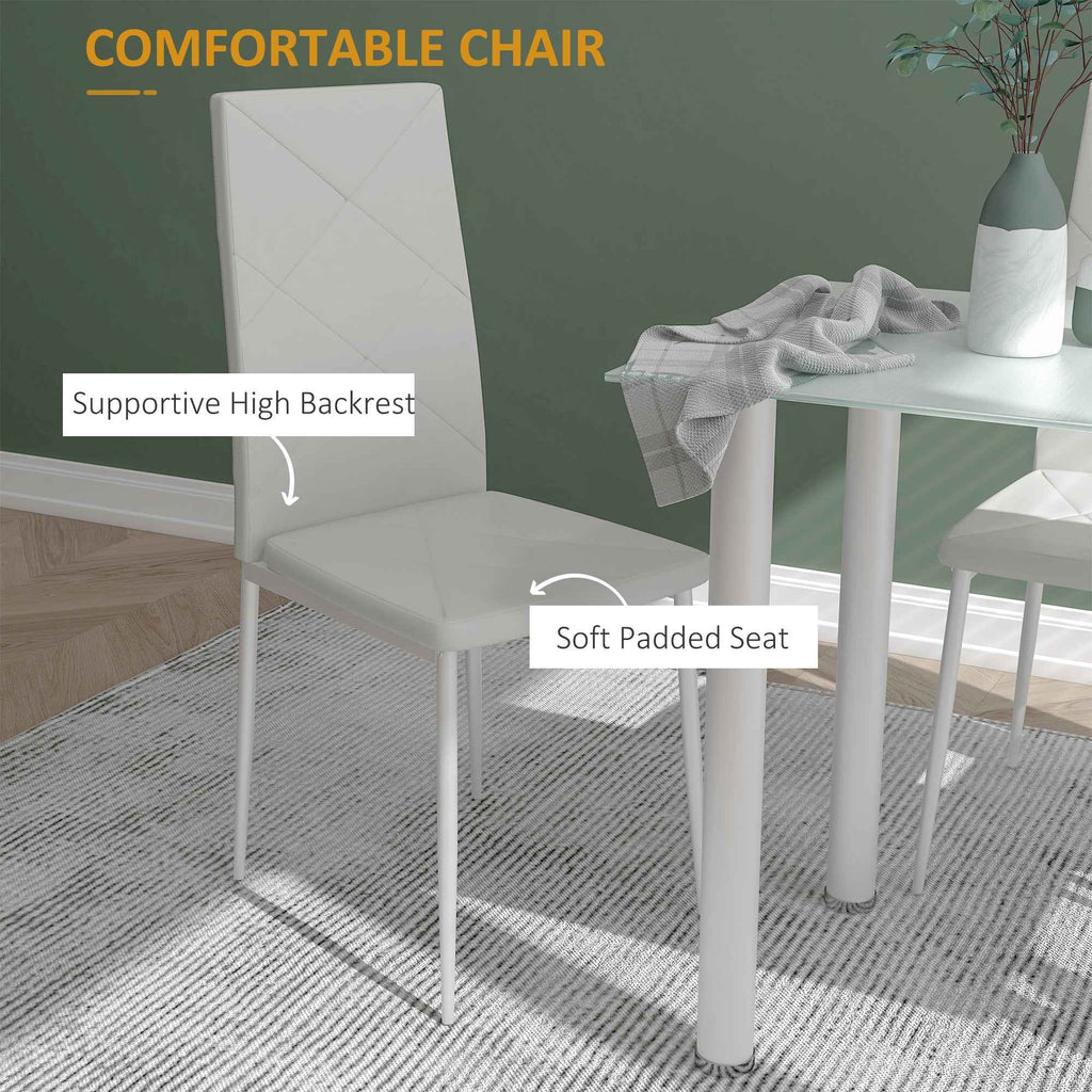 Adam Modern Space-Saving Dining Set for 4-White