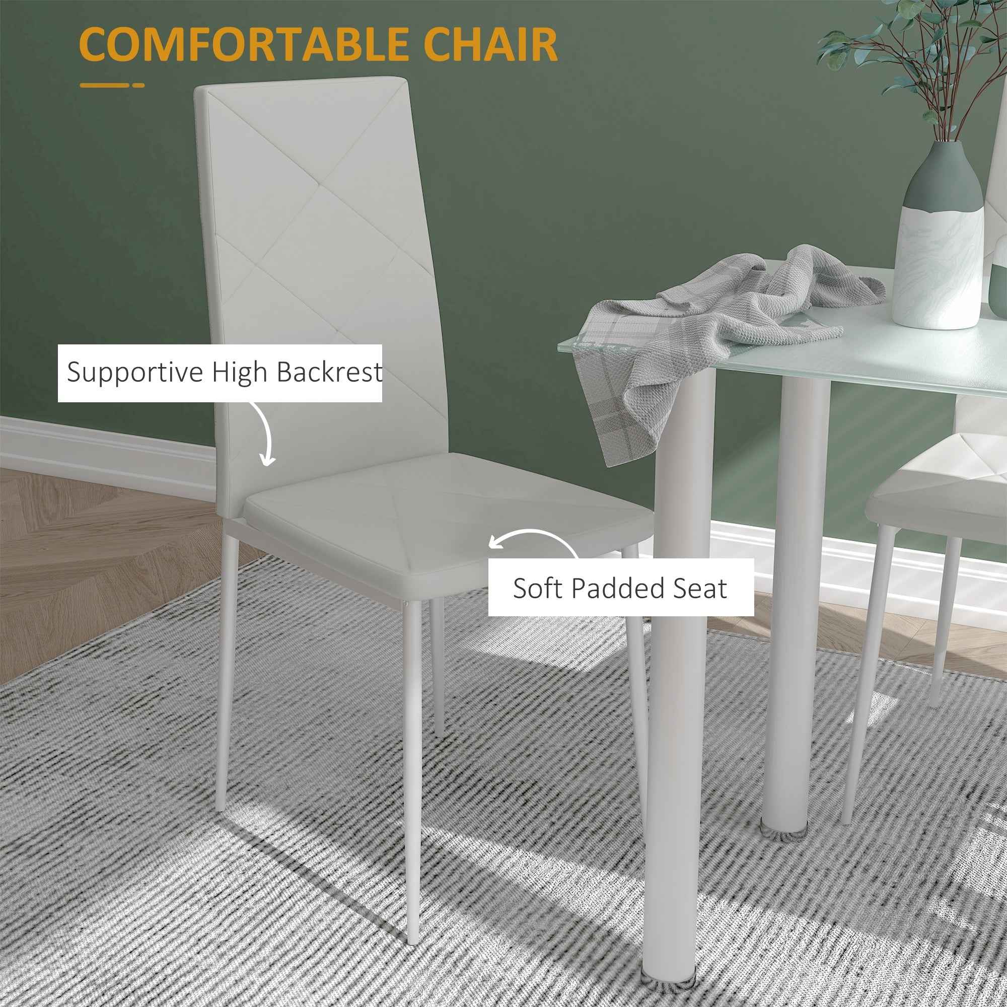 Adam Modern Space-Saving Dining Set for 4-White
