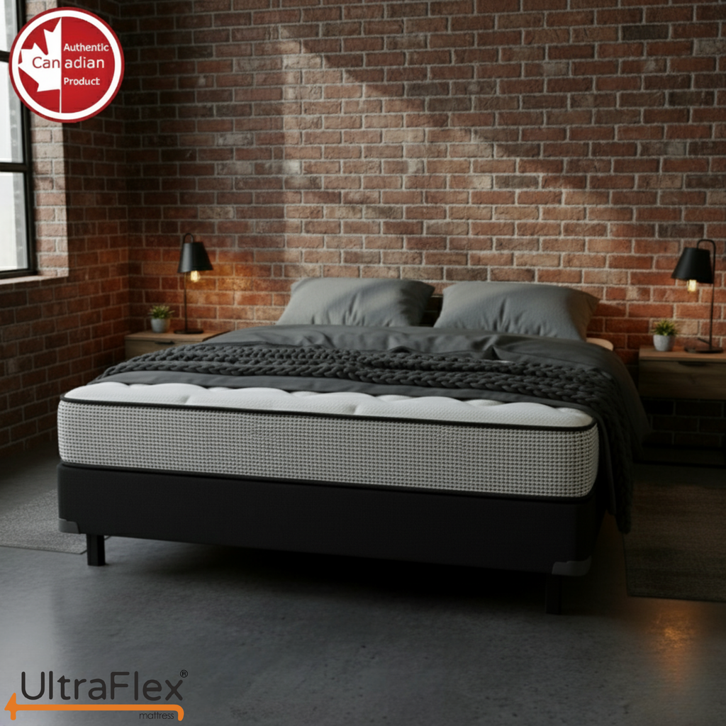 UltraFlex® DreamWeaver Mattress and BoxSpring Set Medium Firm Pocket Coil Hybrid Mattress – Canadian-Made Orthopedic Support with Cooling Gel Foam, Quilted Top, Breathable & Hypoallergenic Comfort, Edge Support & Motion Isolation - Shopthatapp.ca