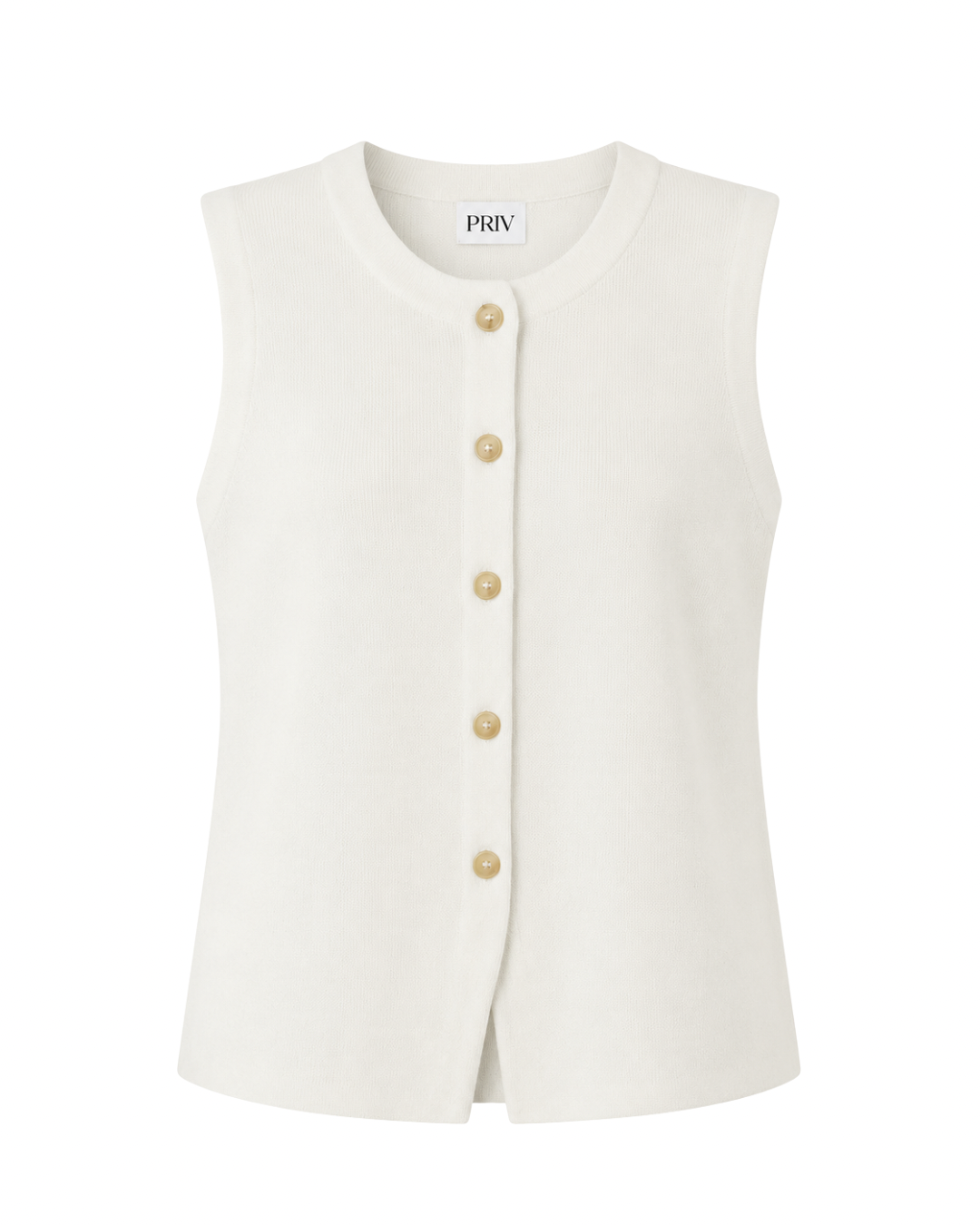 Bezla Ivory Knit Vest Top - Button Front Sleeveless Style - Shopthatapp.ca