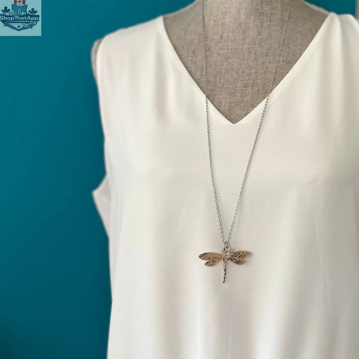 Gold Dragonfly Necklace - Shopthatapp.ca