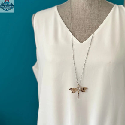 Gold Dragonfly Necklace - Shopthatapp.ca