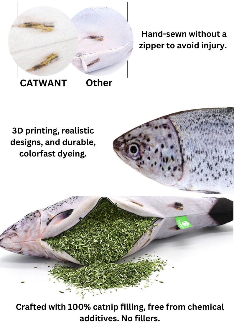 100% Silvervine Catnip Fish Toy - Cuddle Toy for Cats - Shopthatapp.ca
