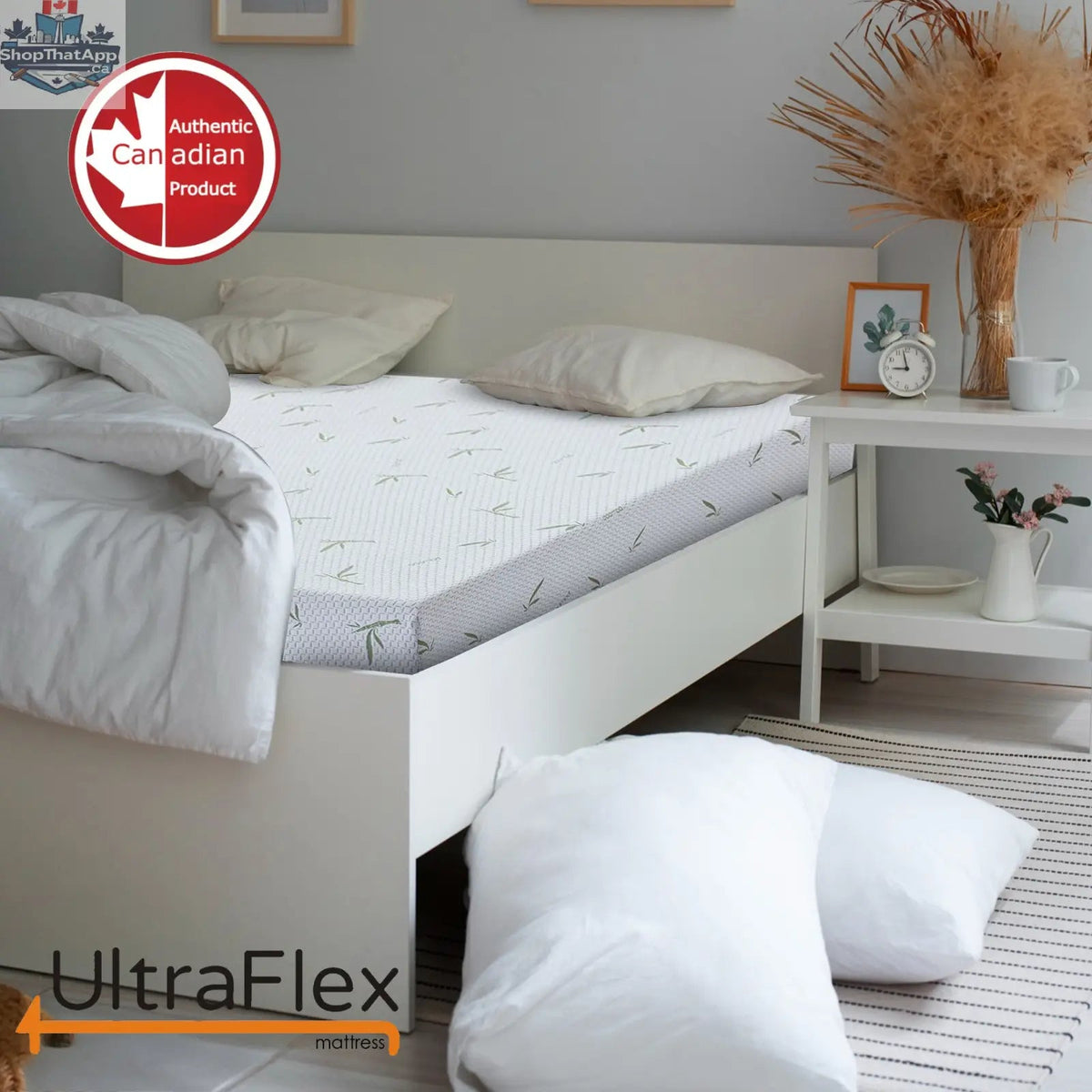 UltraFlex SleepTight mattress with gel memory foam, bamboo cover, medium firm support, fiberglass-free, ideal for bunk beds and RVs.