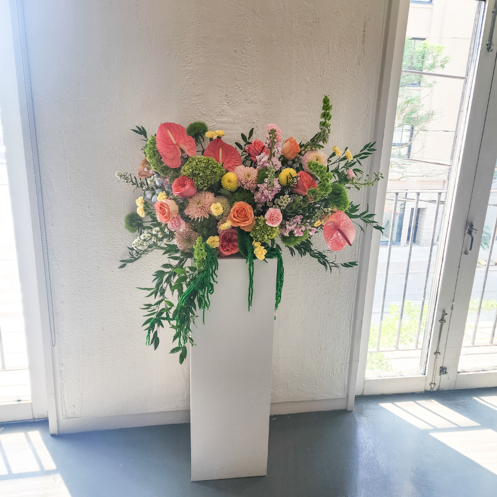 Whimsical Garden Flower Installation – Luxe Seasonal Blooms, 36 x 24 in, Perfect for Weddings & Events
