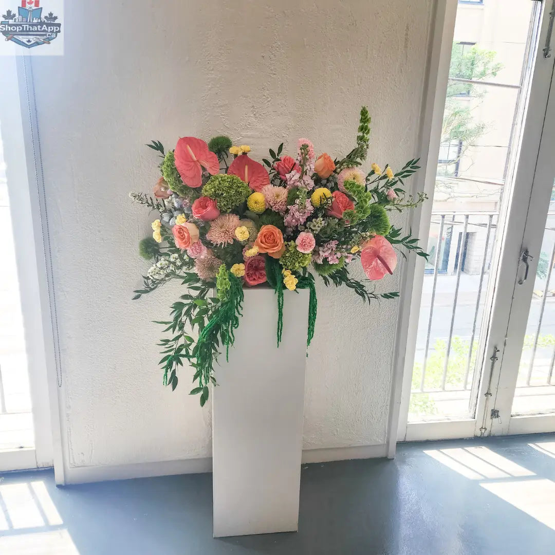 Whimsical Garden Flower Installation – Luxe Seasonal Blooms, 36 x 24 in, Perfect for Weddings & Events - Shopthatapp.ca