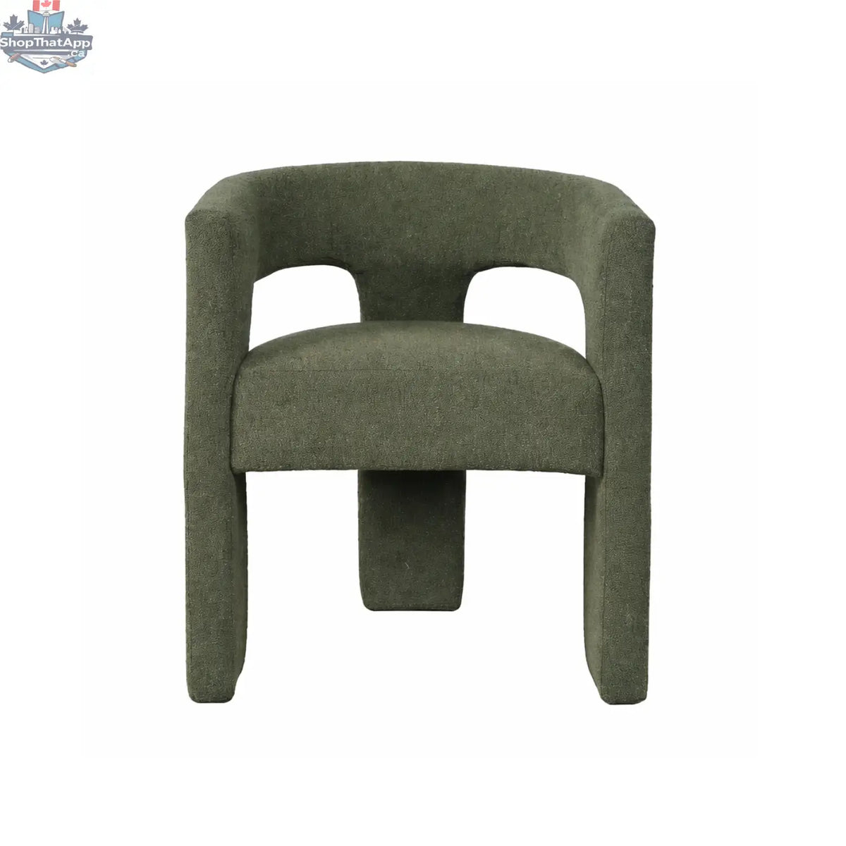 Hygge Design House Sven upholstered dining chair with bouclé fabric, featuring a modern, plush design and wooden legs.
