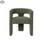 Hygge Design House Sven upholstered dining chair with bouclé fabric, featuring a modern, plush design and wooden legs.