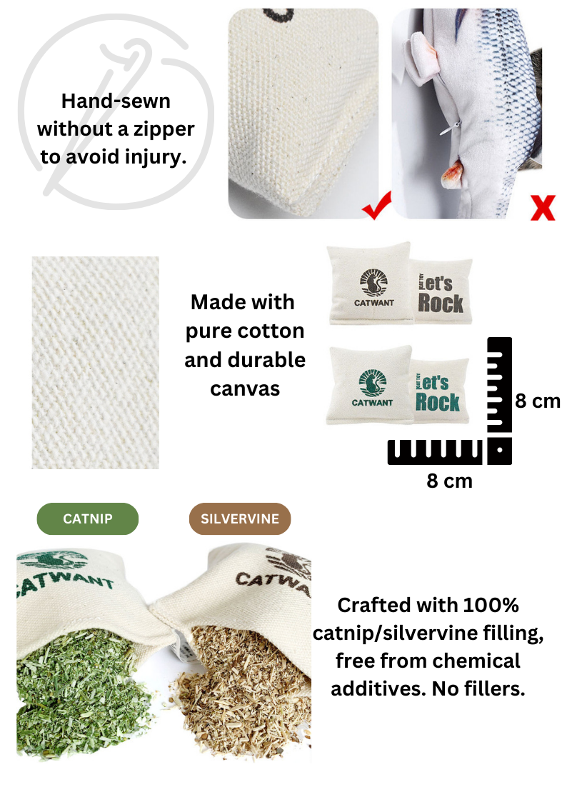 100% Catnip Silvervine Canvas Pillows - Set of 2 for Happy Cats - Shopthatapp.ca